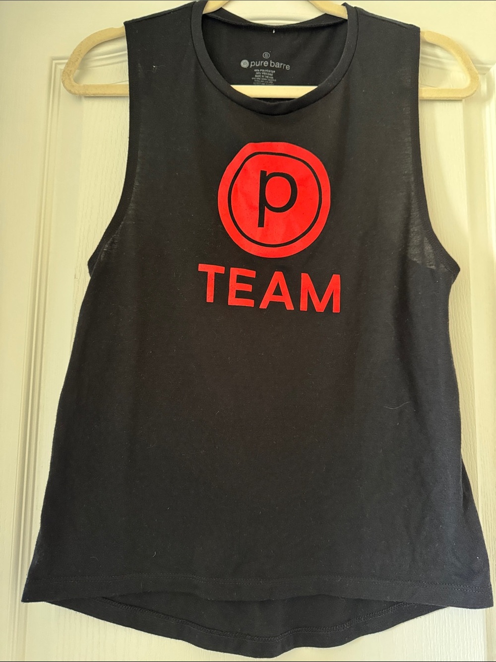 Pure Barre Black Muscle Tank with Red Logo